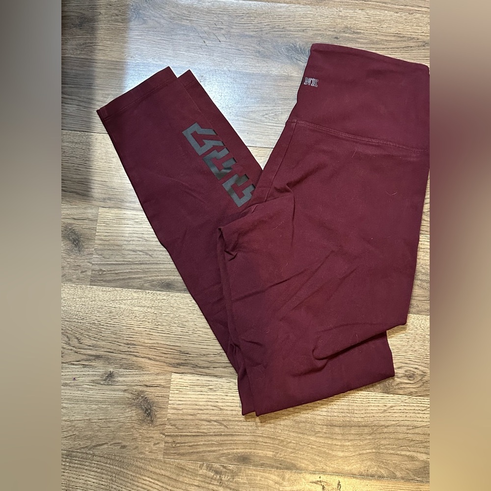 PINK Victoria's Secret Maroon Leggings with Logo